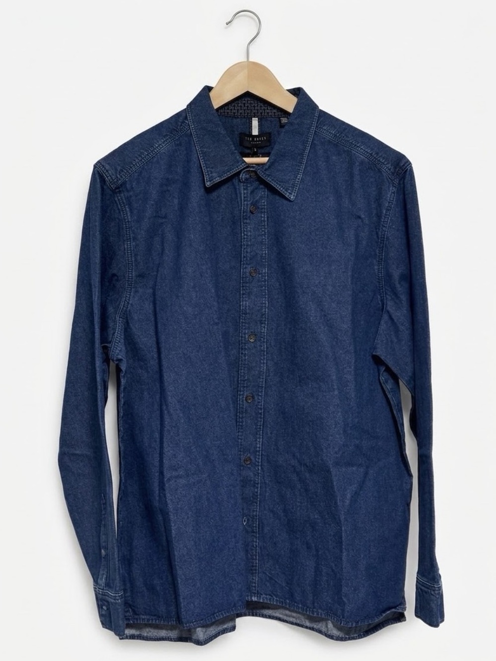 Ted Baker Mens Dark Wash Denim Long Sleeve Button Up Shirt NWT Size 5